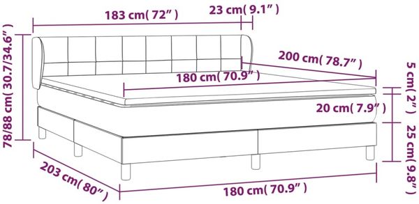vidaXL Boxspringbett mit Matratze Taupe 180x200 cm Stoff 3126265 Bild 7