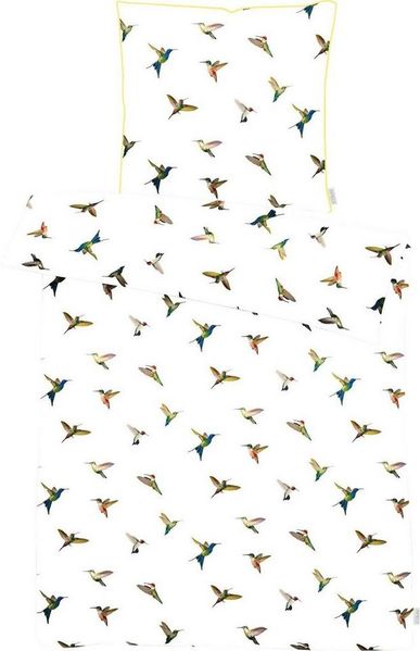 APELT Bettwäsche Kolibri, Mako-Satin, 2 teilig, stylische bunte Vögel