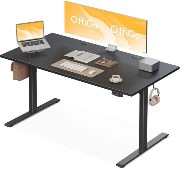 OffiGo Höhenverstellbarer Schreibtisch 160 cm Elektrisch Memory-Funktion Schwarz