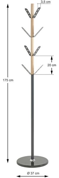 Garderobenständer >54893< in anthrazit, natur - 179x37 (HxD) Bild 2