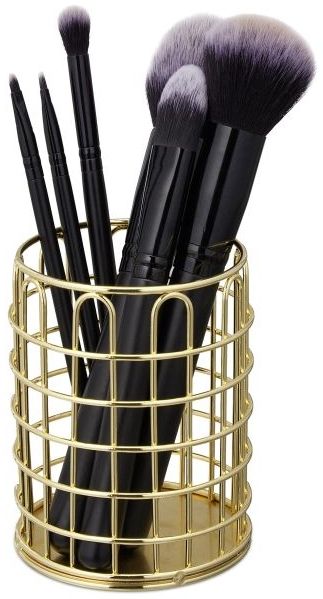 Relaxdays 4 x Stiftehalter Metall rund gold