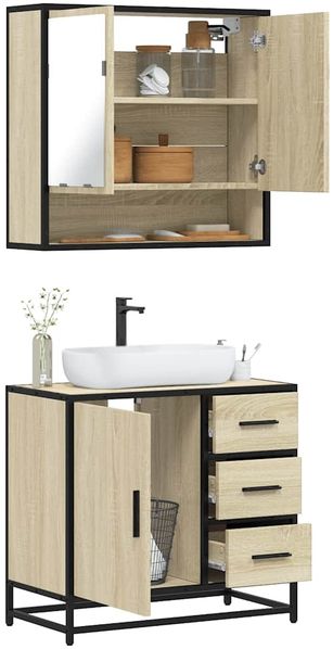 vidaXL 2-tlg. Badmöbel-Set Sonoma-Eiche Holzwerkstoff 3300926