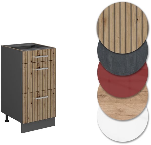 Küchenunterschrank R-Line Artisan-Eiche 40 cm mit Schubladen, ohne Arbeitsplatte Vicco Bild 5
