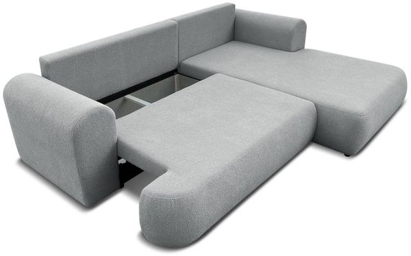 Ecksofa Schlafsofa ANIKE Stoff Now or Never Grüngrau Ottomane Rechts Bild 3