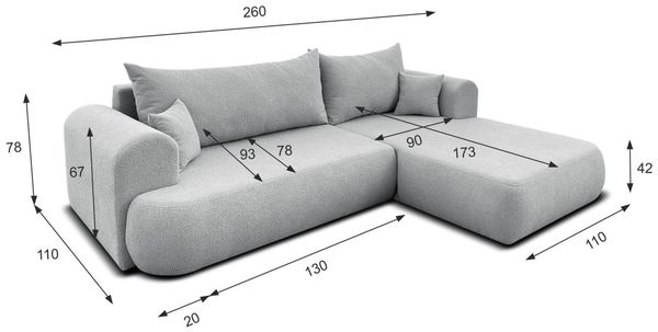 Ecksofa Schlafsofa ANIKE Stoff Now or Never Grüngrau Ottomane Rechts Bild 5
