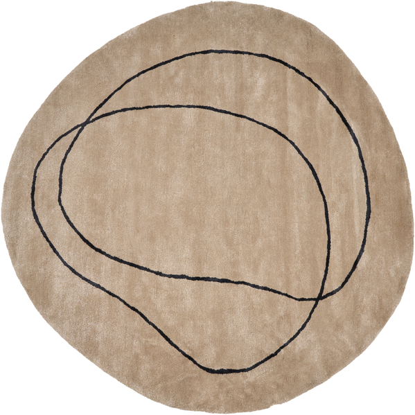 Teppich Viskose beige schwarz ⌀ 200 cm abstraktes Muster Kurzflor DIGRI