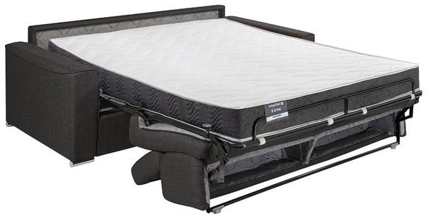 Schlafsofa 3-Sitzer Stoff VIZIR - Blau - Mit Lattenrost: 140 cm - Matratze: 18 cm mit Memory Schaum Bild 2