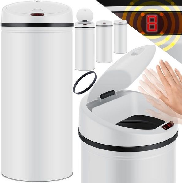 KESSER® Automatik Sensor Mülleimer Abfalleimer Abfall EDELSTAHL Papierkorb 30 Liter, 30 Liter WEIß Bild 4