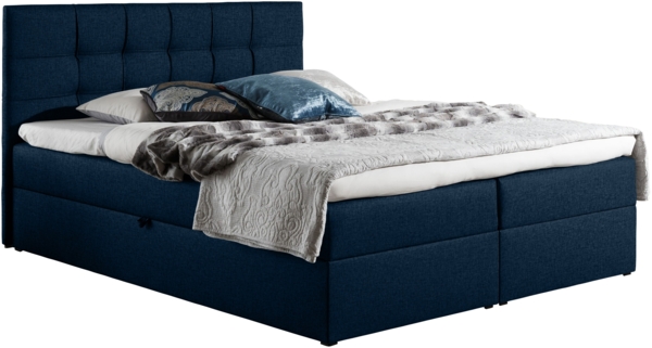 99rooms Stefan Boxspringbett Strukturstoff LARS Dunkelblau 140x200 cm Bild 4
