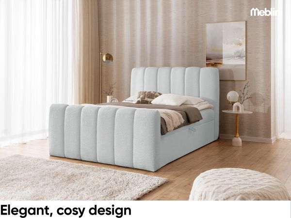 MEBLINI Boxspringbett NOMADE 200x200 cm mit Bettkasten – H3/Hellgrau Boucle Polsterbett - Doppelbett mit Topper & Bonellfederkern-Matratze Bild 2