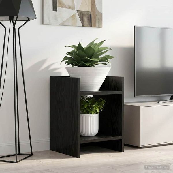 vidaXL Pflanzenständer mit Regal 2 pcs Schwarze Eiche 30 x 30 x 40 cm 899613