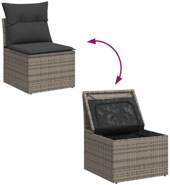 vidaXL 10-tlg. Garten-Sofagarnitur mit Kissen Grau Poly Rattan 3327084 Bild 7