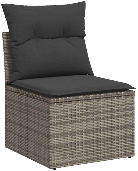 vidaXL 10-tlg. Garten-Sofagarnitur mit Kissen Grau Poly Rattan 3327084 Bild 3