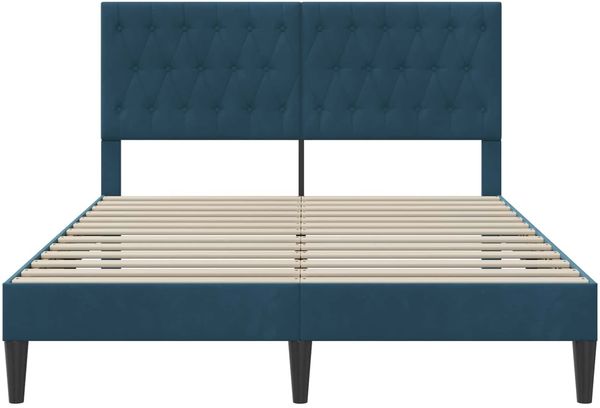 vidaXL Bettrahmen mit Kopfteil Blau 120 x 190 cm Samt 42027654 Bild 4