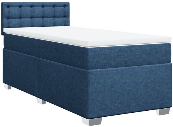 vidaXL Boxspringbett mit Matratze Blau 90x190 cm Stoff 3288063 Bild 3