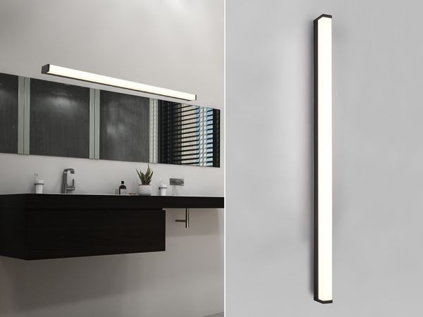 LED Badezimmer Wandleuchte FABIO in Schwarz - Spiegelleuchte, Breite 120cm