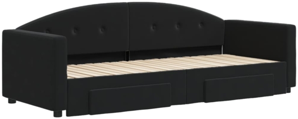 vidaXL Tagesbett Ausziehbar mit Schubladen Schwarz 80x200 cm Samt 3197346 Bild 2