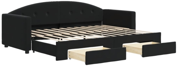 vidaXL Tagesbett Ausziehbar mit Schubladen Schwarz 80x200 cm Samt 3197346