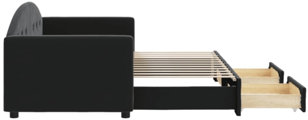 vidaXL Tagesbett Ausziehbar mit Schubladen Schwarz 80x200 cm Samt 3197346 Bild 3