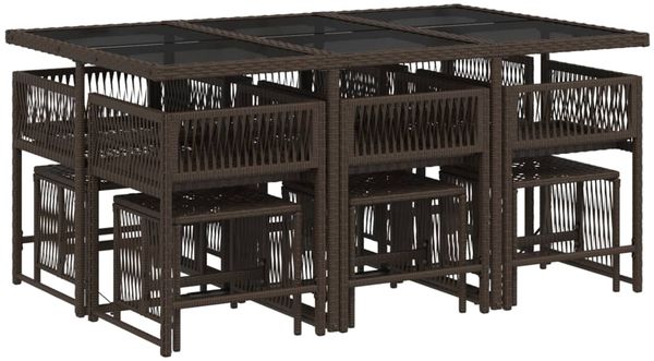 vidaXL 11-tlg. Garten-Essgruppe mit Kissen Braun Poly Rattan 3211509 Bild 3