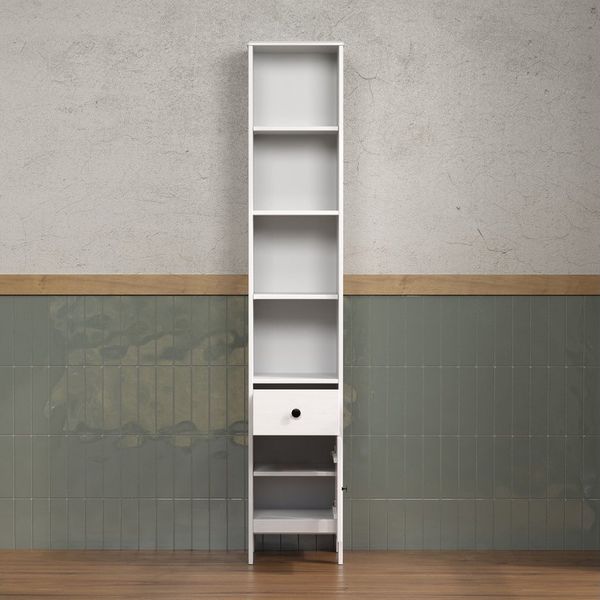 welltime Hochschrank Kall (1-St) Badschrank aus Kiefer-Massivholz mit Schublade - (B/T/H) 35/33/188 cm