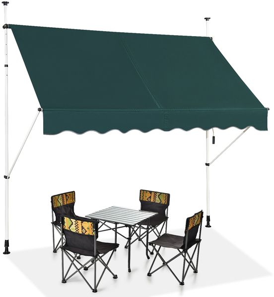 Klemmmarkise 200 cm breit Balkonmarkise ohne Bohren UV-beständig höhenverstellbar Grün
