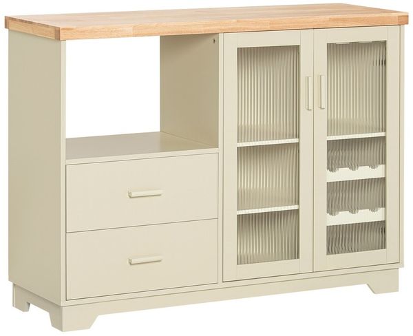 SoBuy FSB81-MI Sideboard, MDF, Lackiert, Cremeweiß, 120 x 90 x 40 cm