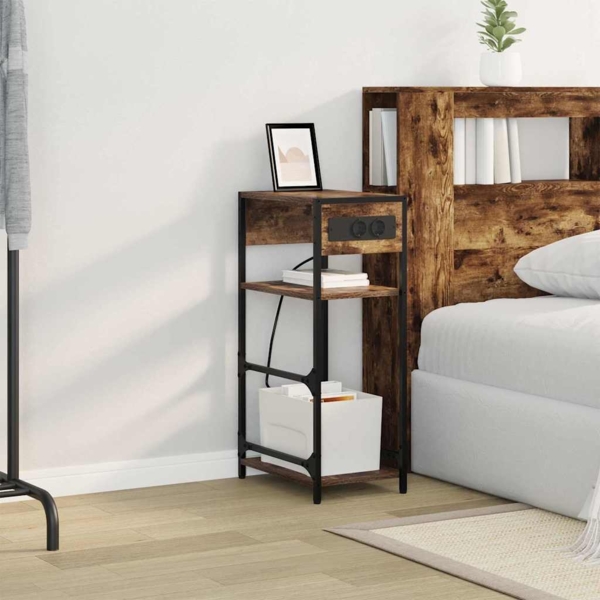 vidaXL Nachttisch Räuchereiche 40 x 27 x 76 cm Holzwerkstoff 859572 Bild 3