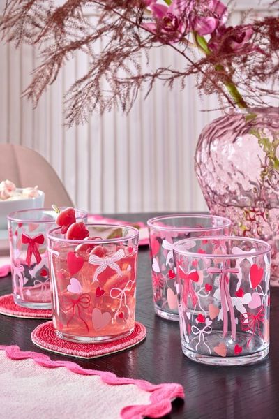 Next Tumbler-Glas 4er-Set Bechergläser mit Herz und Schleife, 1-tlg, Glas