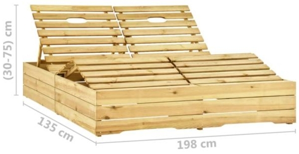 vidaXL Doppel-Sonnenliege mit Beigen Auflagen Kiefer Imprägniert 3065987 Bild 9