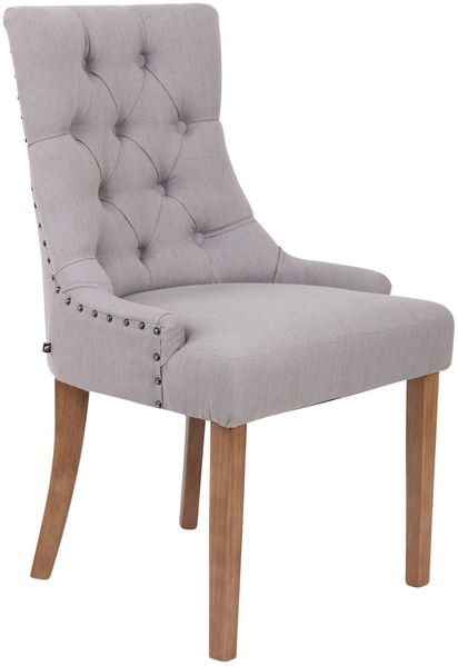 Esszimmerstuhl HILON - Stoff Grau 55x58x92 cm Hellbraun | Essstühle Esszimmerstühle Küchenstühle Wohnzimmerstühle