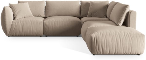 Micadoni Modulares Ecksofa Chris 4-Sitzer Rechts Samt Ecru
