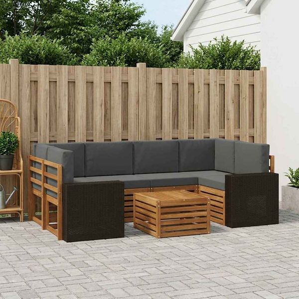vidaXL Outdoor-Sofagarnitur mit Kissen 7 pcs Natur und Anthrazit 3384093
