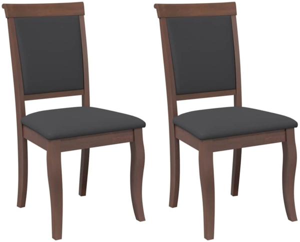 vidaXL Esszimmerstühle mit Kissen 2 Stk. Braun Massivholz Gummibaum 4102487