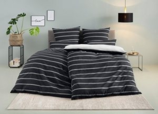 my home Bettwäsche Katja, Linon, 2 teilig, Bettwäsche aus Baumwolle, Bettwäsche mit Streifen-Design, Wendeoptik Bild 6