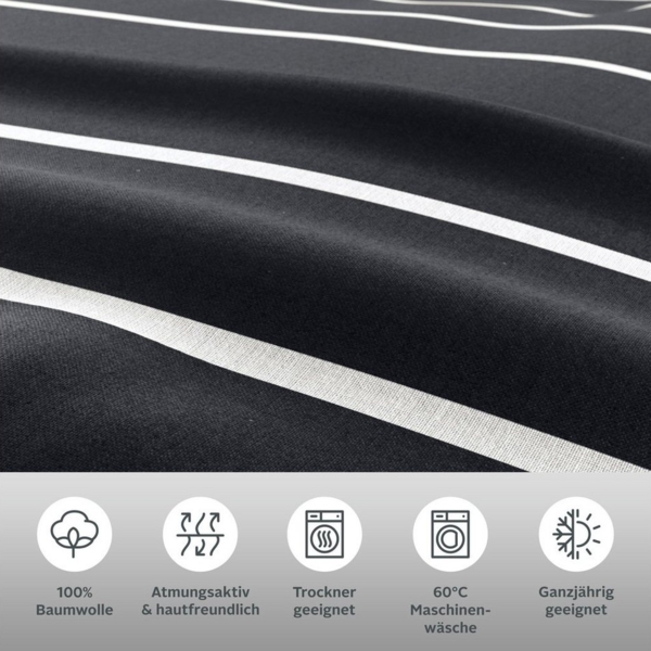 my home Bettwäsche Katja, Linon, 2 teilig, Bettwäsche aus Baumwolle, Bettwäsche mit Streifen-Design, Wendeoptik Bild 2