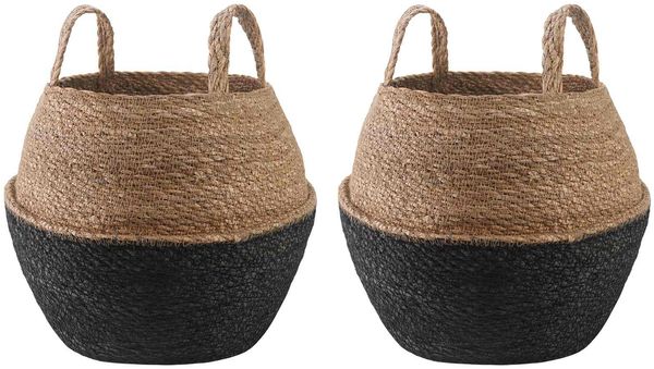 vidaXL Pflanzenkübel mit Griffen 2 pcs Schwarz Ø 32 x 32 cm 42012263