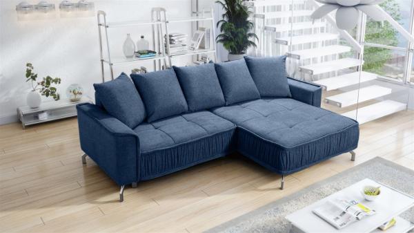 Ecksofa Schlafsofa Sofa FLORENCE Stoff Bubble Dunkelblau Ottomane Rechts