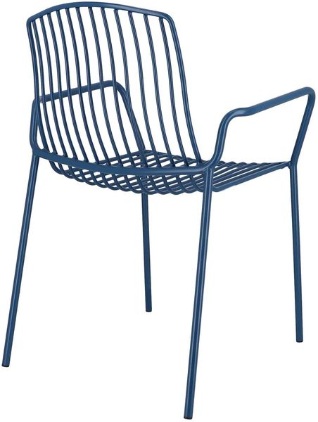 Mori Outdoor Stuhl aus Stahl blau mit Armlehnen Bild 4