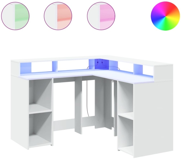 vidaXL LED-Schreibtisch Weiß 130x130x91 cm Holzwerkstoff 3309447