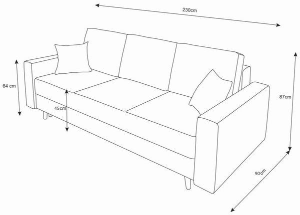 Sofa 3-Sitzer CARDE mit Schlaffunktion Blau Bild 6