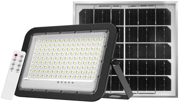 ENOVALITE LED Solarleuchte Solarstrahler PRO, LED-Fluter, 6 W PV, 800 lm, 6500K, IP65, LED fest integriert, Tageslichtweiß, kaltweiß, steuerbar mit Fernbedienung, Solarfluter mit Akku