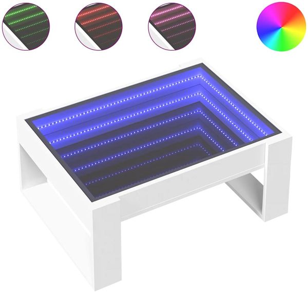 Couchtisch, Sofatisch mit Infinity-LED Weiß 70x53x30 cm