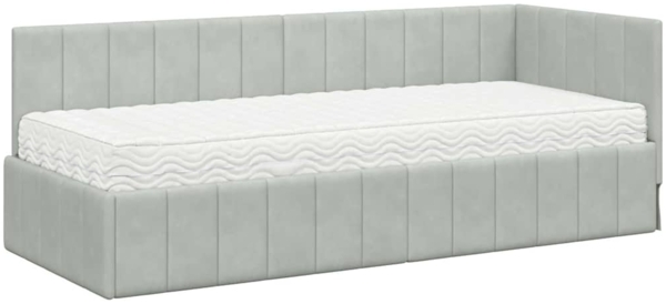 vidaXL Eckbettgestell mit Matratze Hellgrau 80 x 200 cm Samt 3393838
