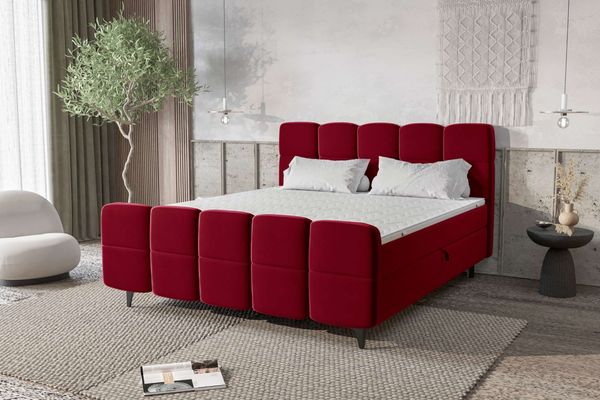 99rooms Capri Boxbett 160x200 cm Velours KRONOS Rot