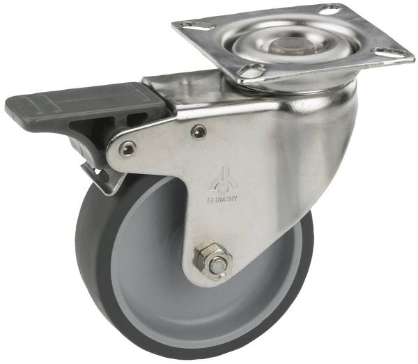 Lenkrolle mit Platte und Totalfeststeller 50 x 18 mm, Tragkr. 40 kg