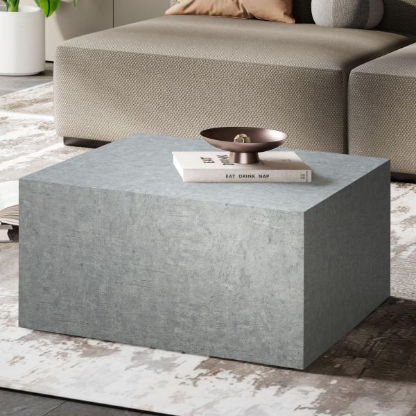 Couchtisch MONOBLOC 60x60x30 cm in Beton-Optik Grau