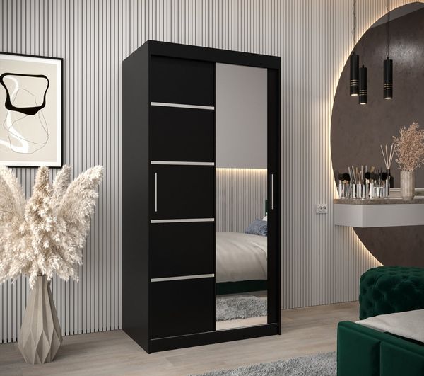 ABIKS MÖBEL Schwebetürenschrank Verona 2 Schlafzimmerschrank, mit Spiegel, Kleiderstange und Regalen