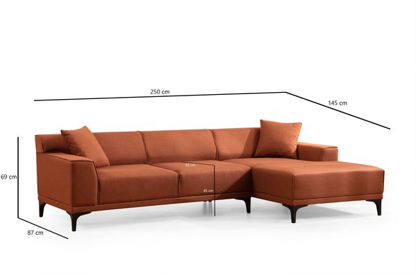 Ecksofa, 'Petra', 77 x 145 x 250, Orange Bild 9