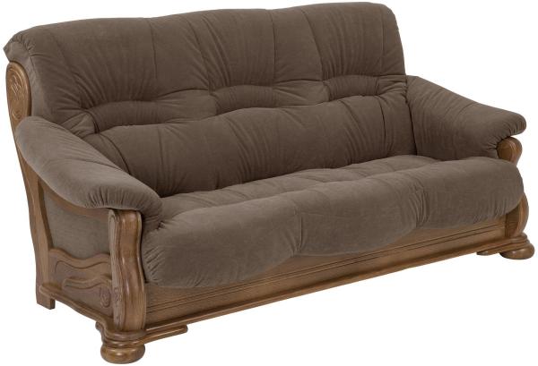 Sofa 3-Sitzer Katlin Bezug Flockstoff Eiche rustikal P43 / braun 22753